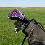 Elegant Black And Metallic Purple Damasks & Lace Golf Head Cover<br><div class="desc">Elegant ornate girly vintage floral damasks and lace in black and purple. Custom monogram.</div>
