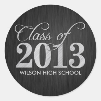 Elegant black and Metallic Silver Class of 2013 Classic Round Sticker