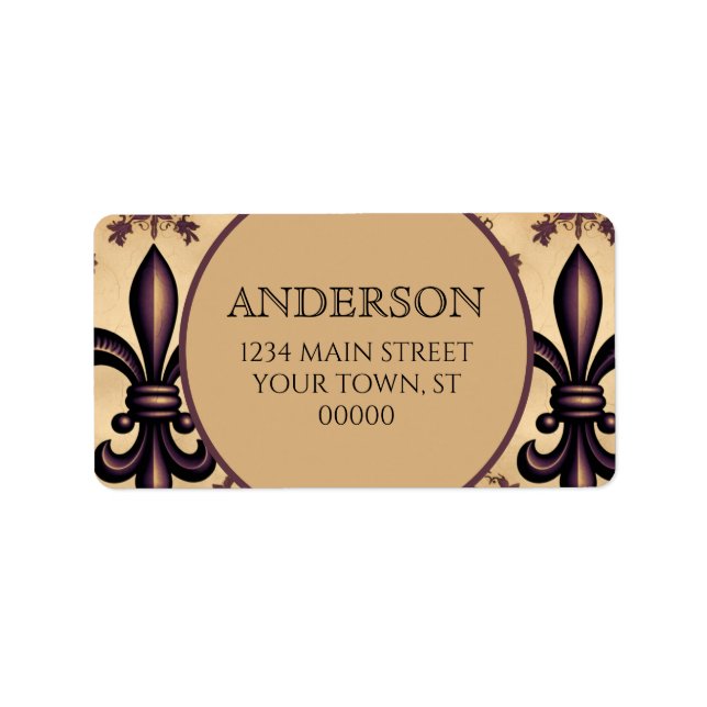 Elegant Black and Orange Pattern Label (Front)