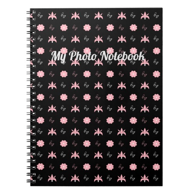 Elegant Black and Pink Design Notebook (Front)