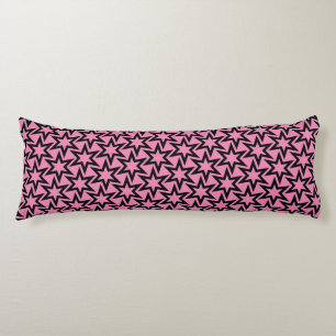 Elegant Black and Pink Geometric Star Pattern Body Cushion