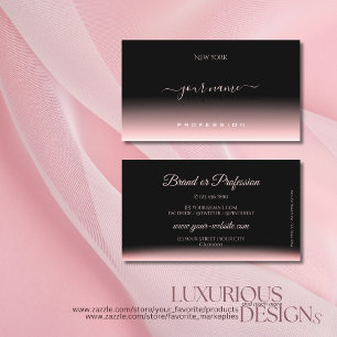 Elegant Black and Pink Gradient Dark Shadow Font Business Card