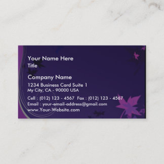 Elegant black and pink leaves business card