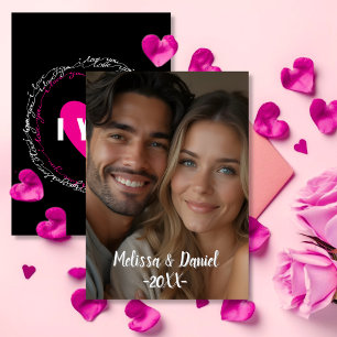 Elegant Black and Pink Love Valentine's photo Holiday Card