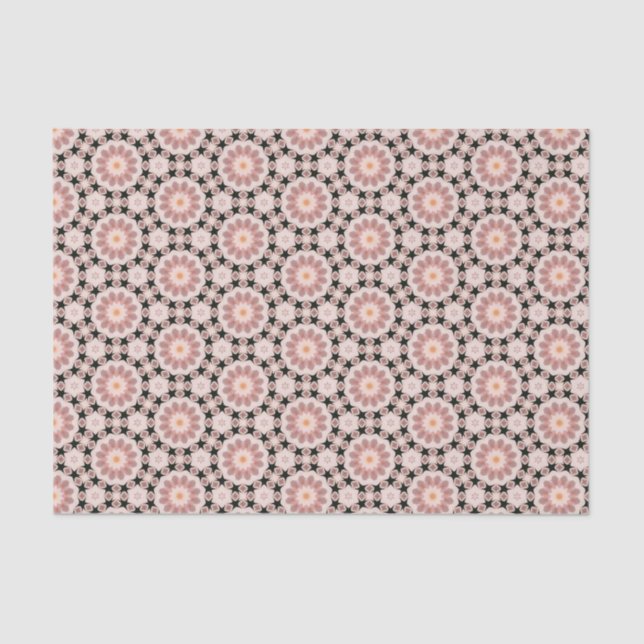 Elegant Black and Pink Modern Geometric Pattern  Tissue Paper (Front)