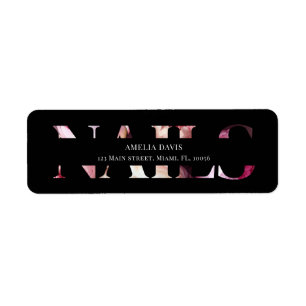 Elegant Black and Pink Nail Artist Floral Address Return Address Label