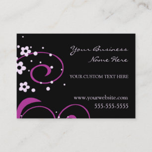Elegant Black and Pink Swirls Business Cards