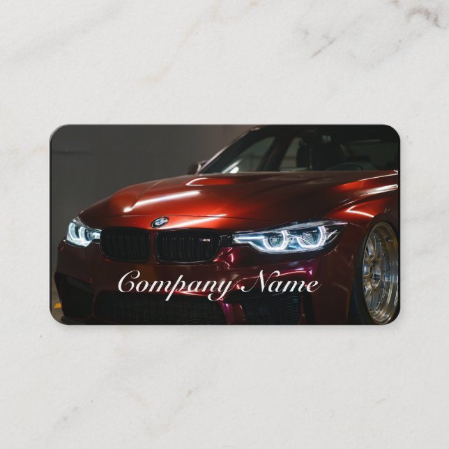 Elegant Black and Red Automotive Business Card (Front)