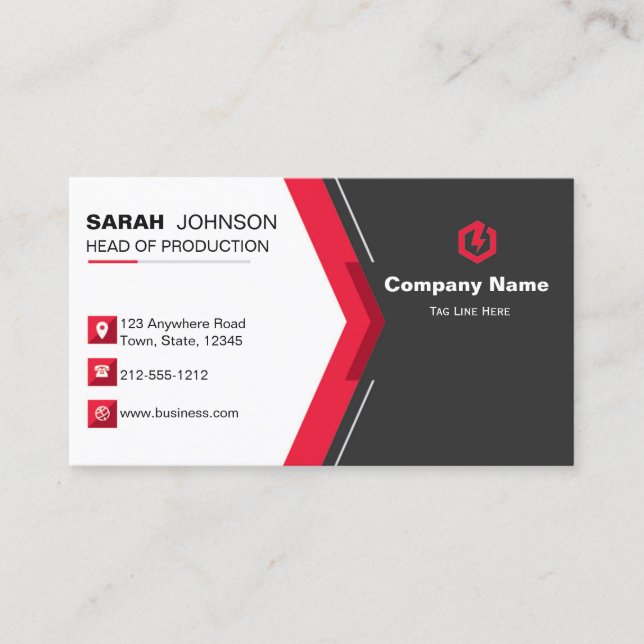 Elegant black and red business card. business card (Front)
