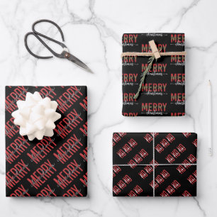 Elegant Black and Red Christmas Wrapping Paper Sheet