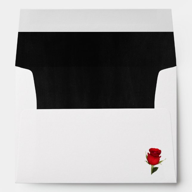 Elegant Black and Red Rose Wedding Envelope (Back (Bottom))