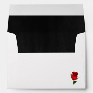 Elegant Black and Red Rose Wedding Envelope