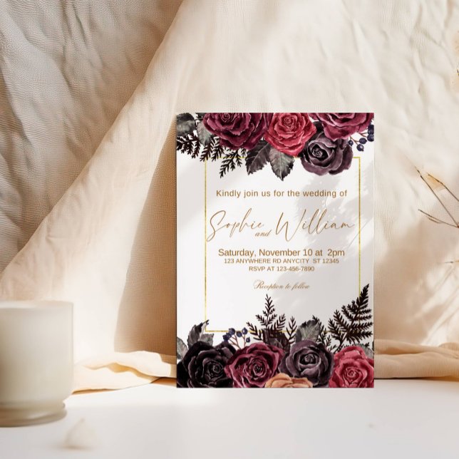 Elegant Black and Red Roses Wedding Party Invitation (Creator Uploaded)