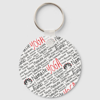 Elegant Black and Red Yoga Positions Lotus Blossom Key Ring