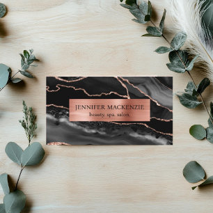 Elegant Black and Rose Gold Agate Luxury Business Card