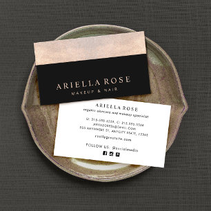 Elegant Black and Rose Gold Faux Shimmer Glitter  Business Card