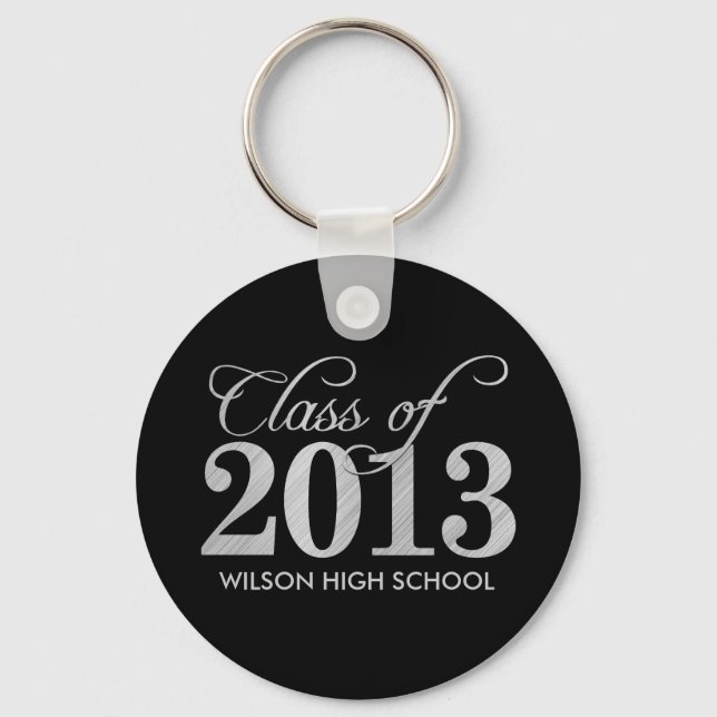 Elegant Black and Silver Class of 2013 key-chains Key Ring (Front)