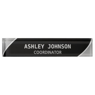 Elegant Black and Silver Colour Desk Name Plate