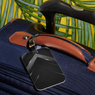 Elegant Black and Silver Geometric Luggage Tag