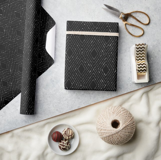 Elegant Black and Silver Glitter Pattern Wrapping Paper (Crafts)
