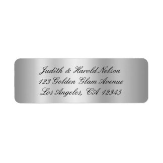 Elegant Black and Silver Grey Shimmer Foil Return Address Label