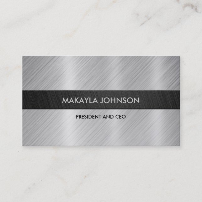 Elegant black and silver metallic business card (Front)