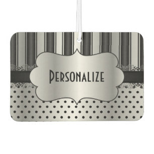 Elegant Black and Silver Pattern Personalise Car Air Freshener