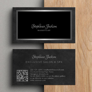 Elegant black and silver QR code luxury Business Card