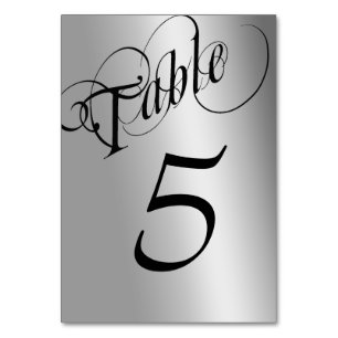 Elegant Black and Silver Table Number Cards