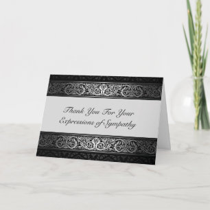 Elegant Black and Silver Thank You For Your Sympat Card