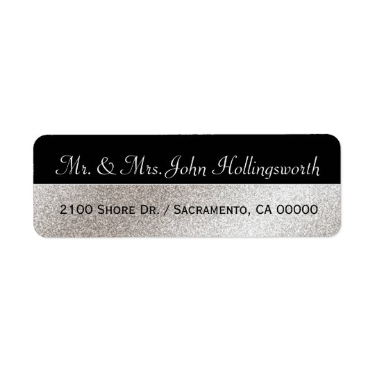 Elegant Black and Silver Tone Return Address Label