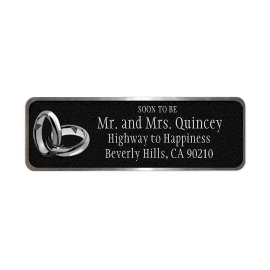 Elegant Black and Silver Wedding Return Address Label