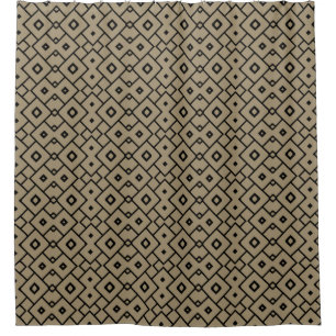 Elegant Black and Tan Geometric Shower Curtain