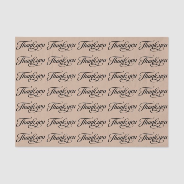 Elegant Black And Tan Thank You Pattern Tissue Paper (Front)