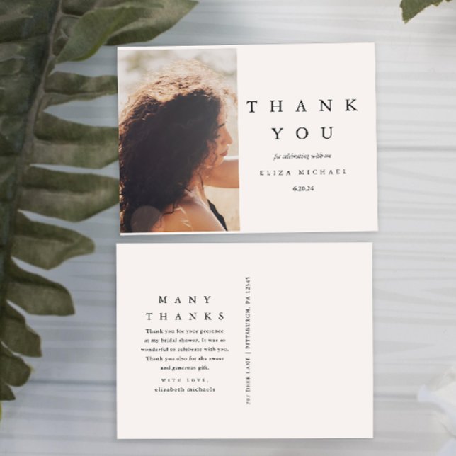 Elegant Black and Taupe Bridal Shower Thank You Postcard (Creator Uploaded)