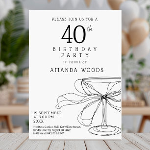 Elegant black and white 40th birthday card