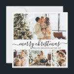 Elegant Black and White 4 Photo Collage Christmas Holiday Card<br><div class="desc">Elegant Calligraphy Minimalist Black and White 4 Photo Collage Merry Christmas Script Holiday Card. This festive, mimimalist, whimsical four (4) photo holiday card template features a pretty photo collage and says „Merry Christmas”! The „Merry Christmas” greeting text is written in a beautiful hand lettered swirly swash-tail font type in black...</div>