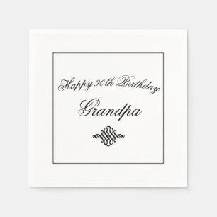 Elegant Black and White 90th Birthday Paper Napkin