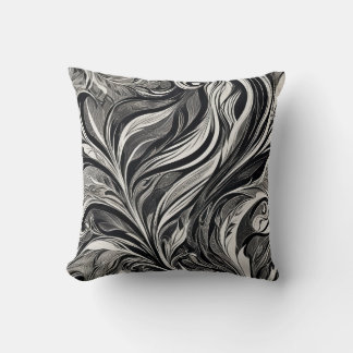 Elegant - Black and White Abstract Flow Cushion