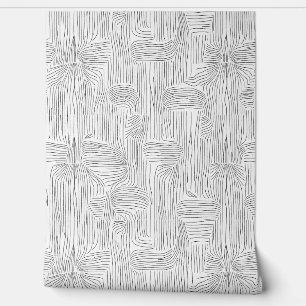 Elegant Black and White Abstract Line Pattern Wallpaper