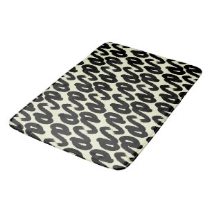 Elegant black and white abstract pattern bath mat