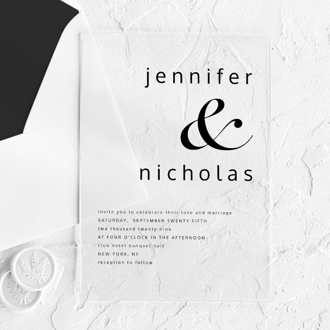 Elegant Black And White Ampersand Wedding Acrylic Invitations (Elegant Black And White Ampersand Wedding Acrylic Invitations)