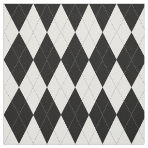 Elegant Black And White Argyle Pattern Fabric