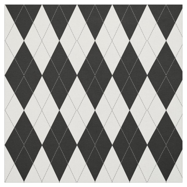 Elegant Black And White Argyle Pattern Fabric (Swatch)