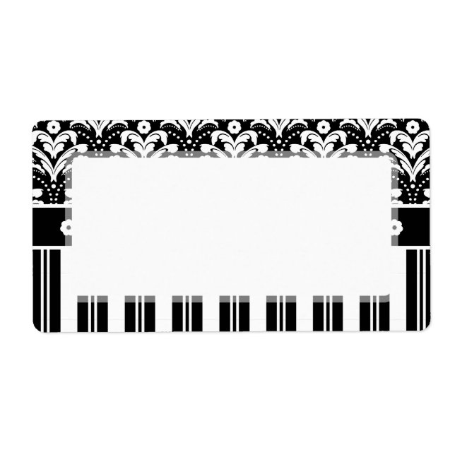 Elegant Black and White Art Deco Damask Stripes (Front)