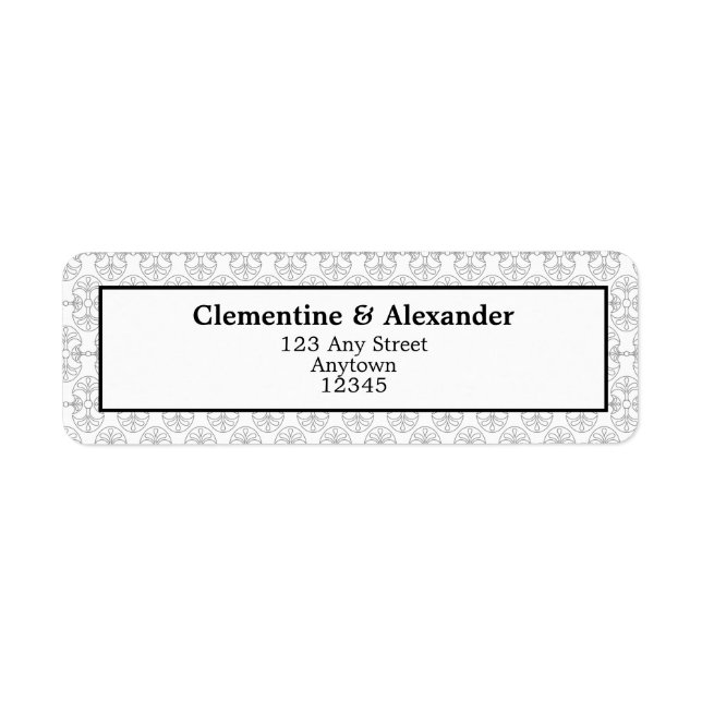 Elegant Black and White Art Deco Return Labels (Front)