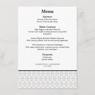 Elegant Black and White Art Deco Style Menu