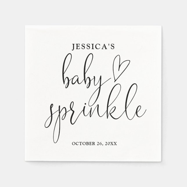 Elegant Black And White Baby Sprinkle Shower Napkin (Front)
