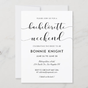 Elegant black and white Bachelorette weekend Invitation
