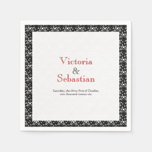 Elegant Black and White Baroque Gothic Wedding Napkin